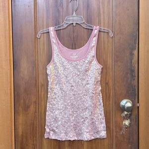 Old Navy Light Pink Sequin Tank Top Pristine condition, Scoop Neck S